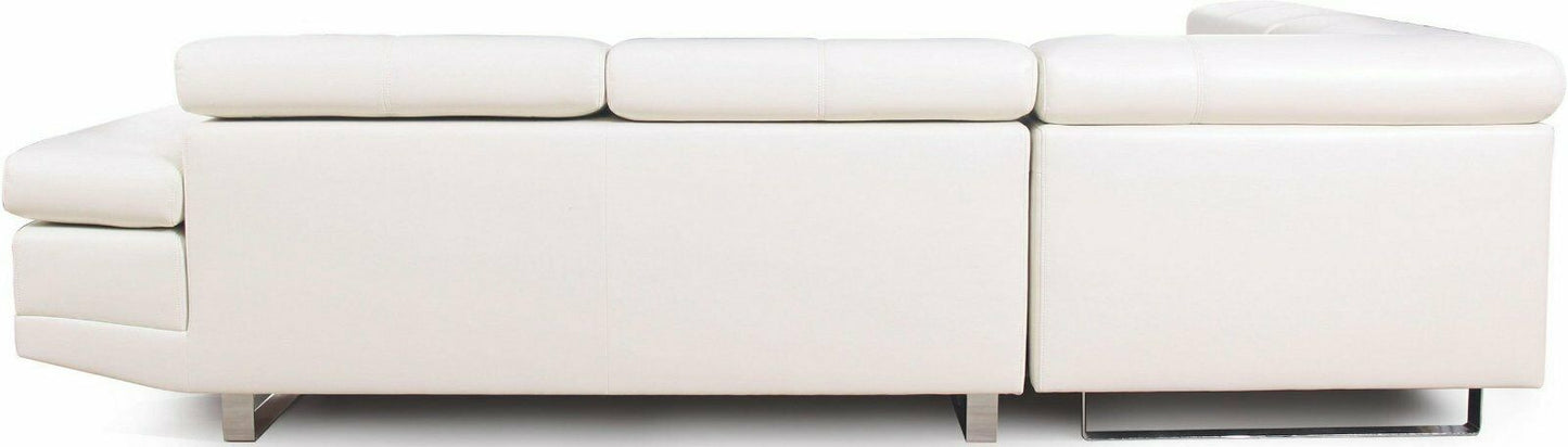 Places of Style Ecksofa Luxus-Kunstleder cremeweiß Ottomane links