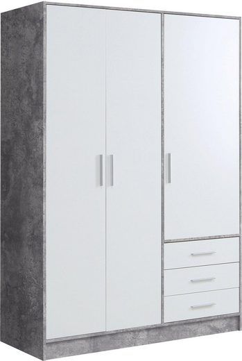 Kleiderschrank Jupiter in betonfarben/weiß 3 türig