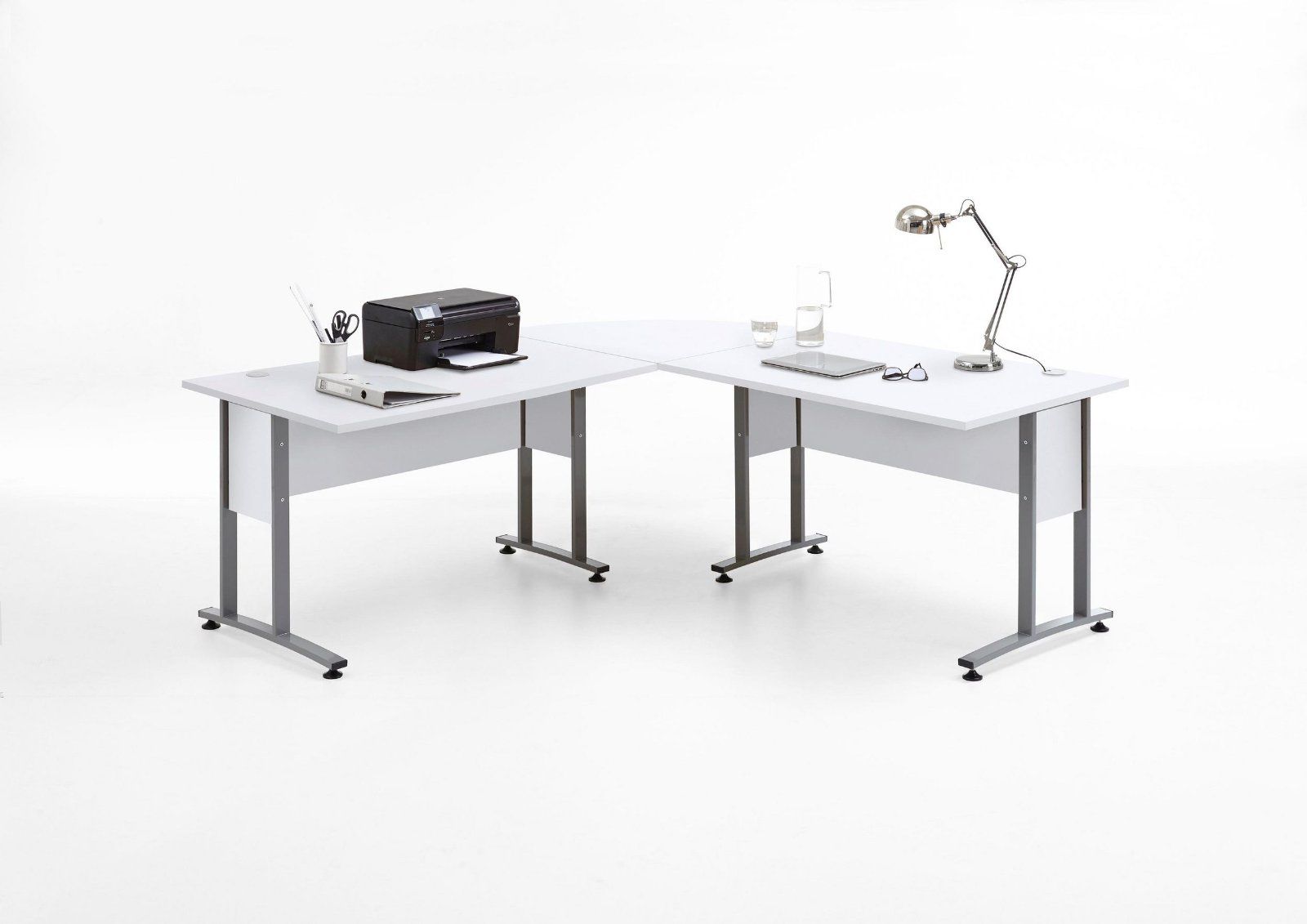 Eckschreibtisch »Calvi« 200x200cm in weiß Brilliant
