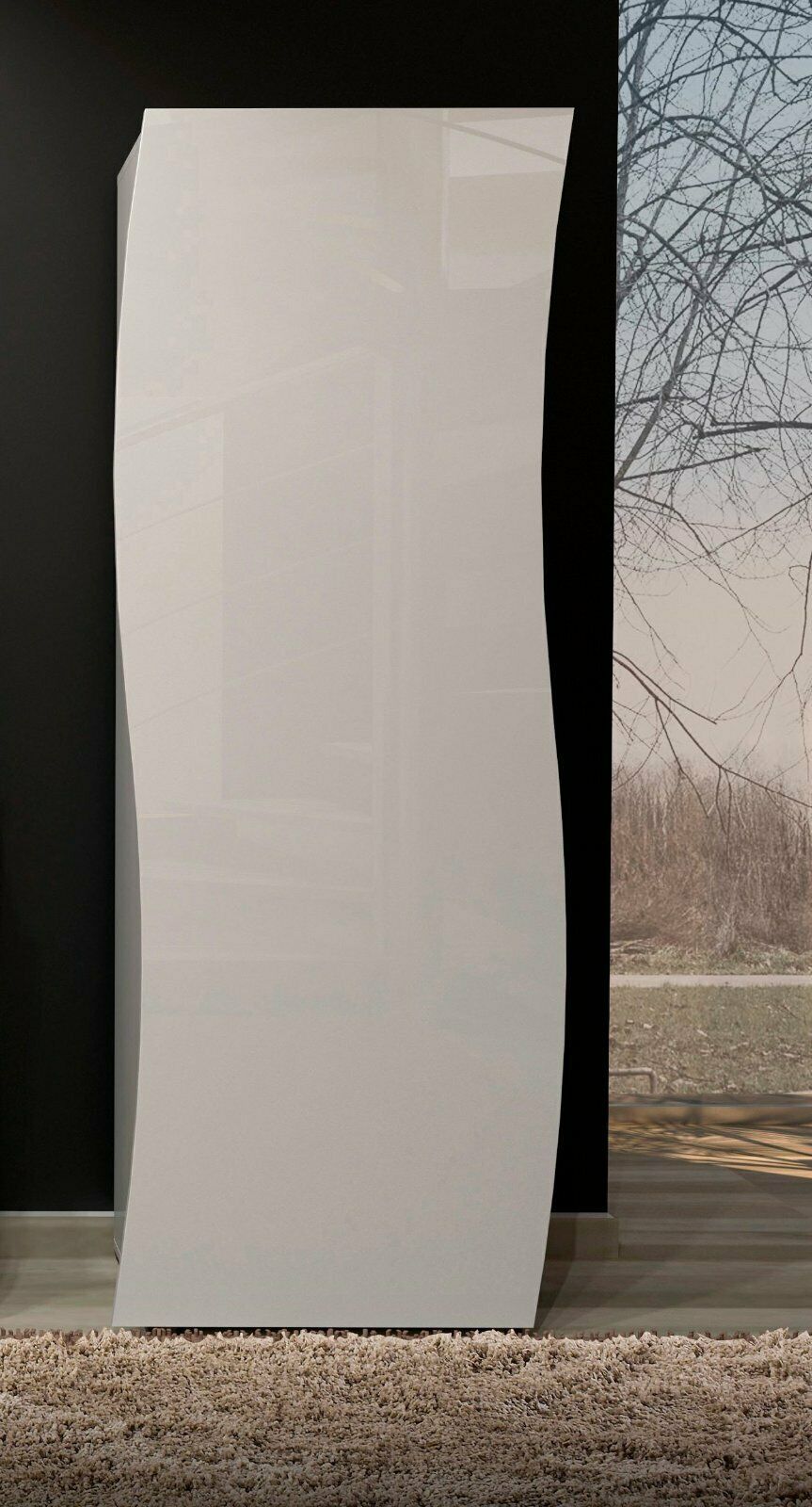 KITALY Stauraumschrank »Kiss« geschwungene Form in hochglanz Weiß