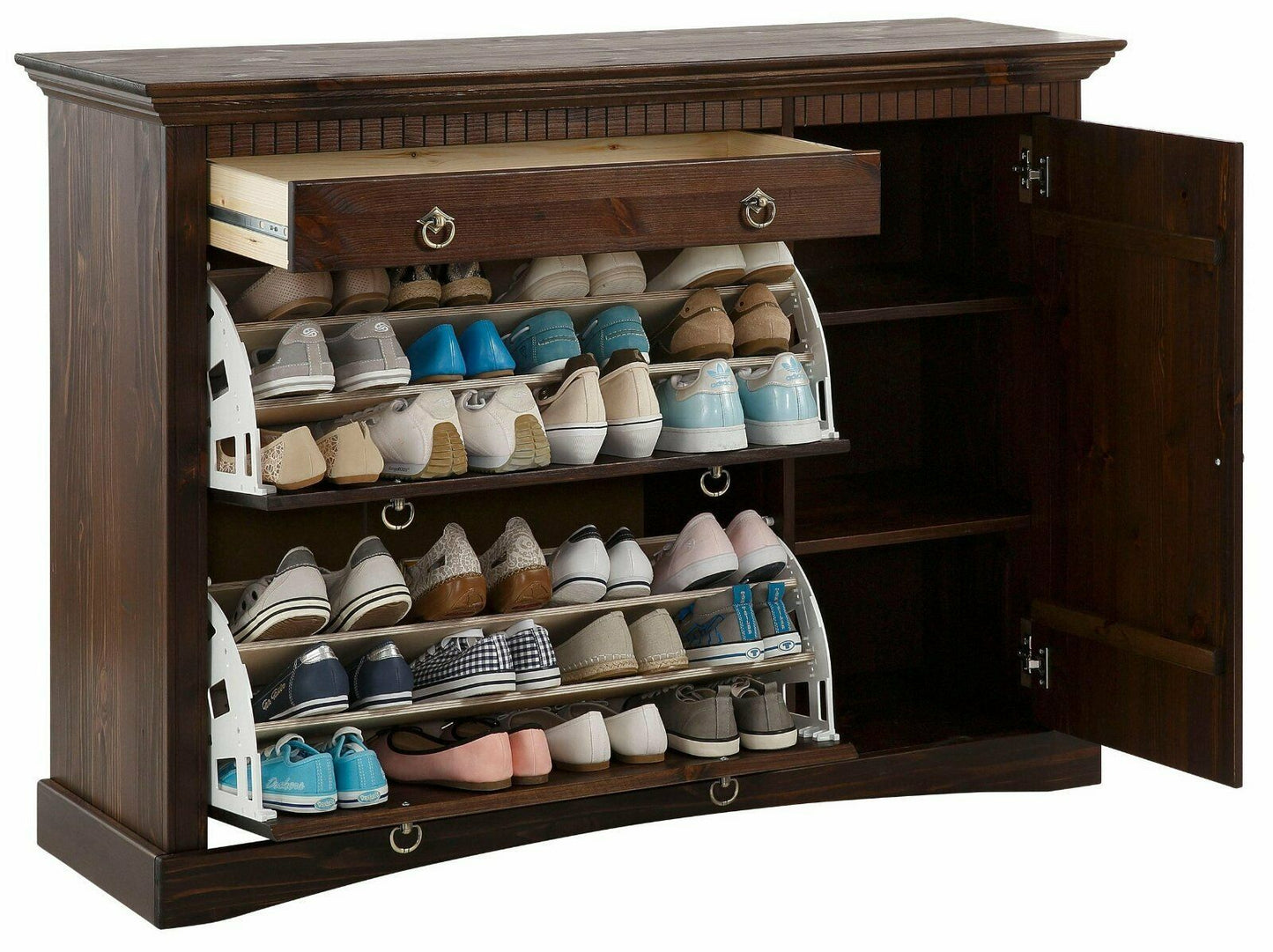 Home affaire Schuhkommode »Rustic« massiver Kiefer dunkelbraun
