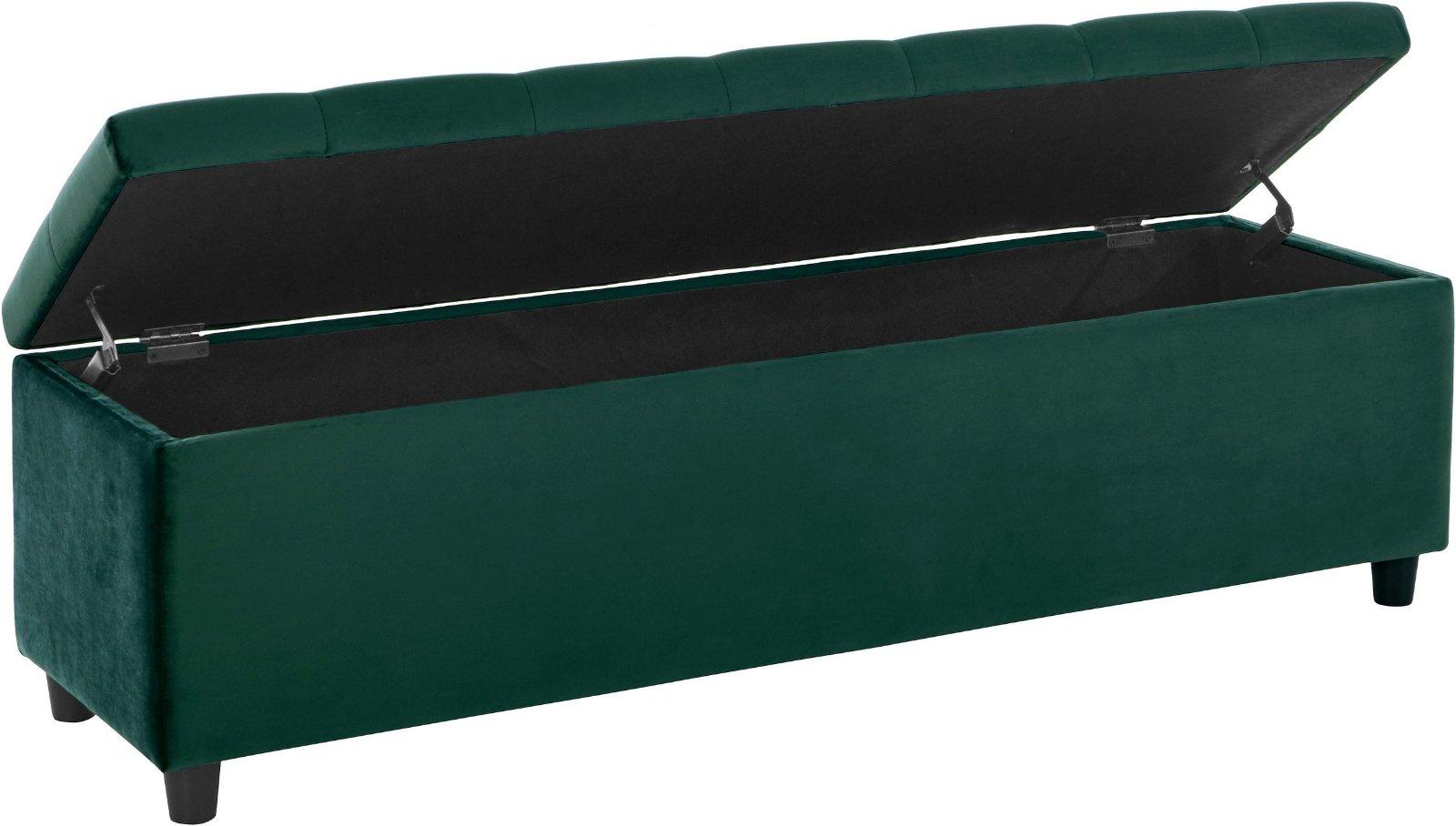 Bettbank Relaxy gesteppt, mit Staufach in grün