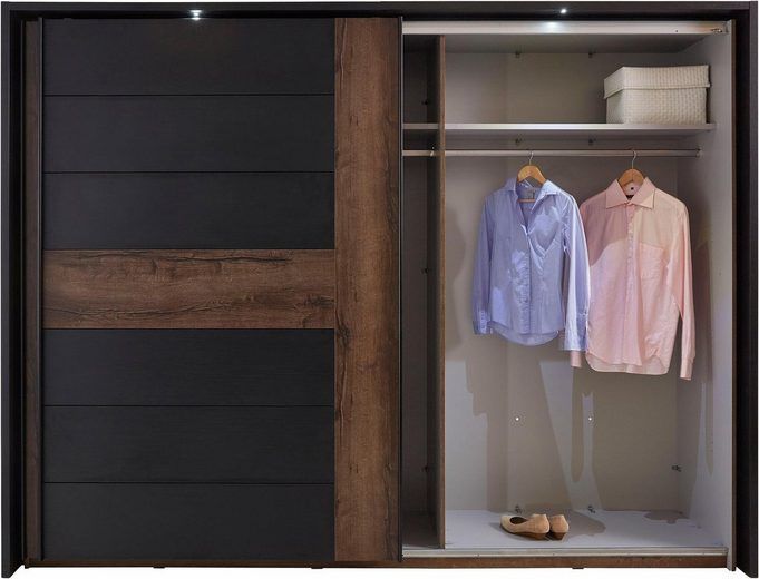 Schwebetürenschrank »Bellevue« 270cm schlammeichefarben/schwarz