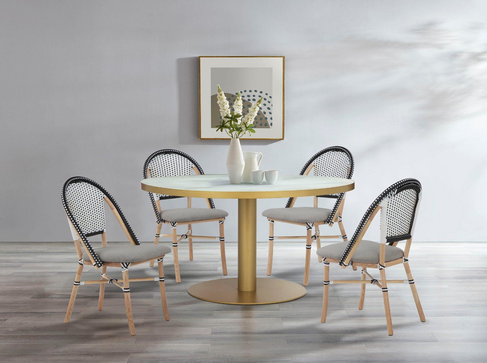 GALA Bistrotisch Rue Cardinet, Glastischplatte in Marmoroptik