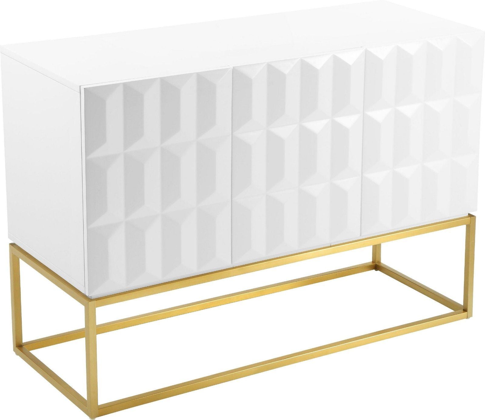 Sideboard »Alais« 3D-Optik weiß und goldfarbenem Metallgestell