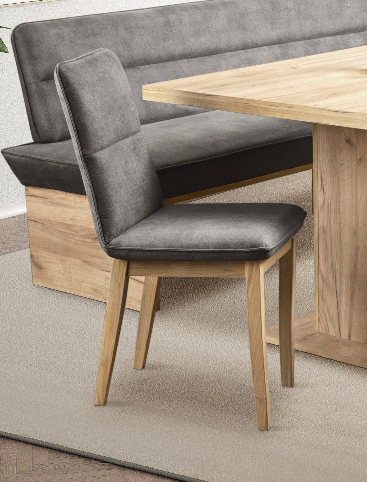 Home affaire Eckbankgruppe »Beluna« in Lederoptik dunkelgrau