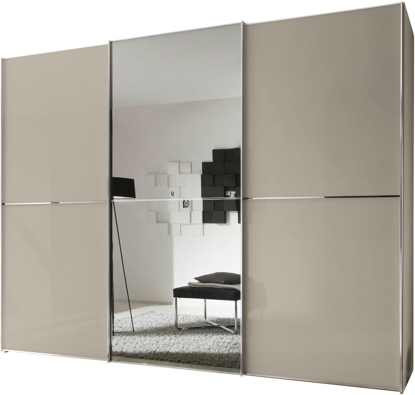 STAUD Schwebetürenschrank Sinfonie Plus mit Glas-Spiegel-Front in sandfarben