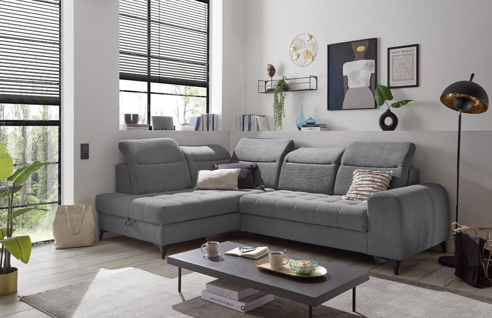 Ecksofa Rockdale, Sitztiefenverstellung, Bettkasten anthrazith