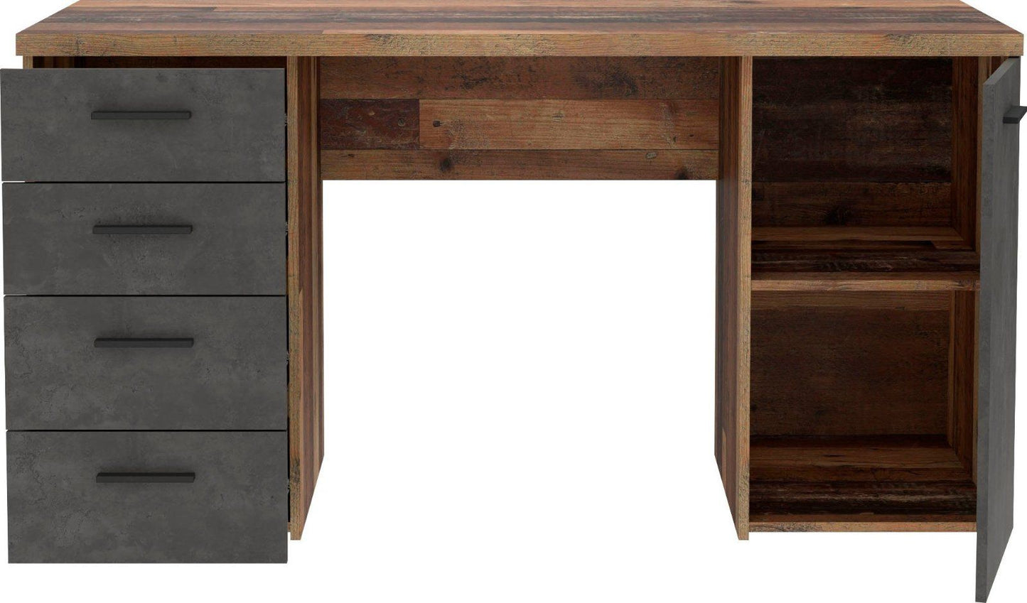 Schreibtisch »Netta« in Old Wood Vintage / Betonoptik Dunkelgrau