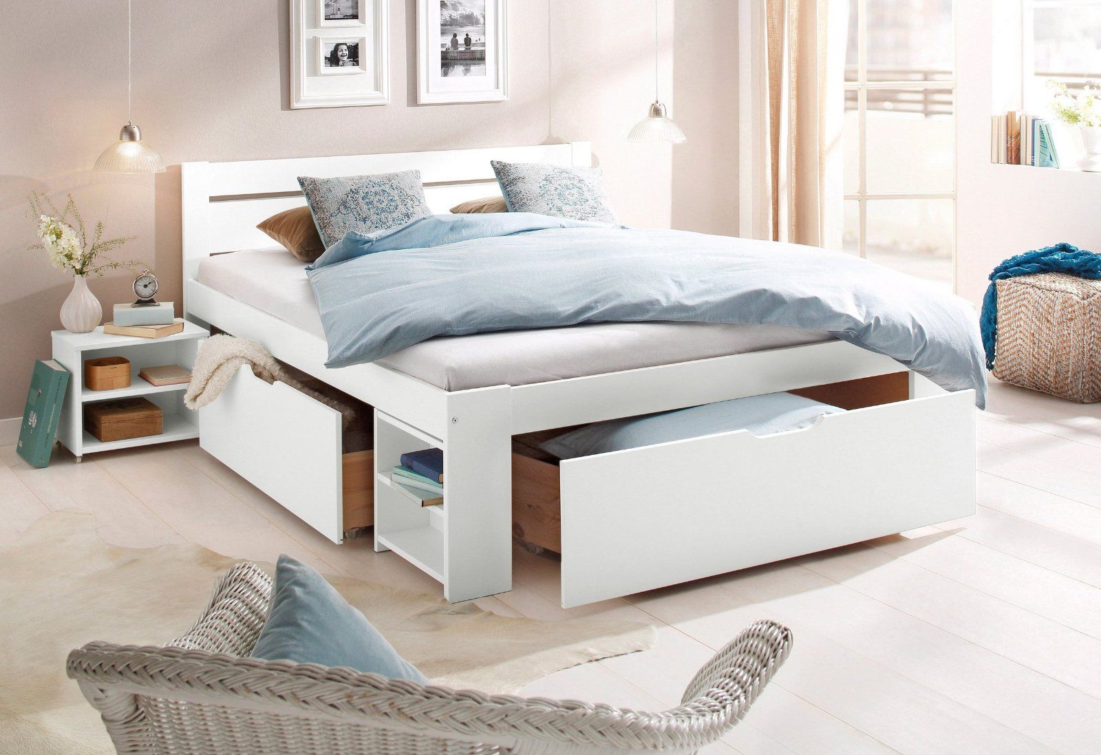 Home affaire Stauraumbett HANNES Kieferbett, mit Schubladen