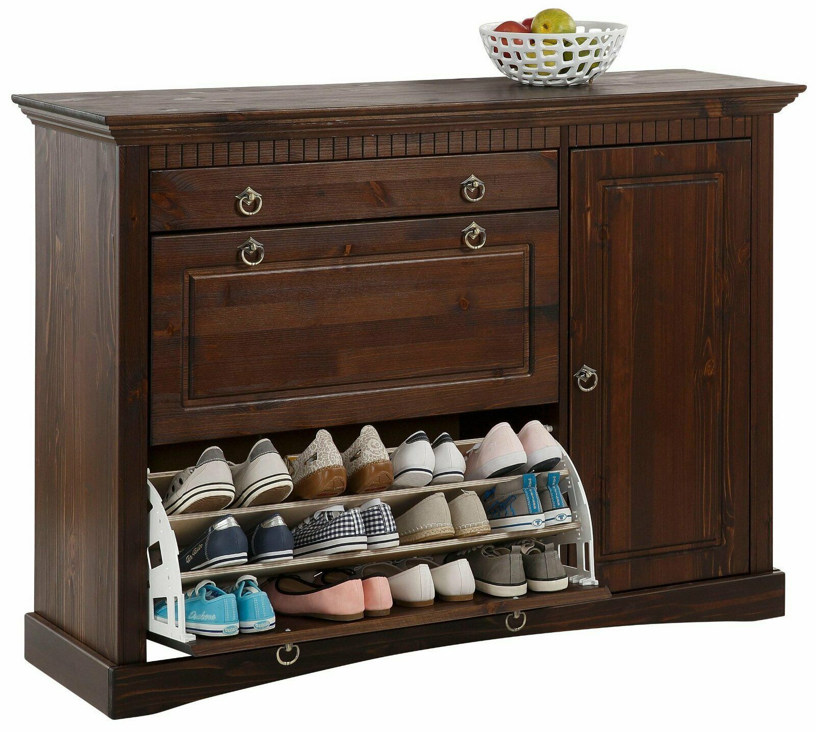 Home affaire Schuhkommode »Rustic« massiver Kiefer dunkelbraun