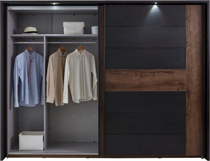 Schwebetürenschrank »Bellevue« 270cm schlammeichefarben/schwarz