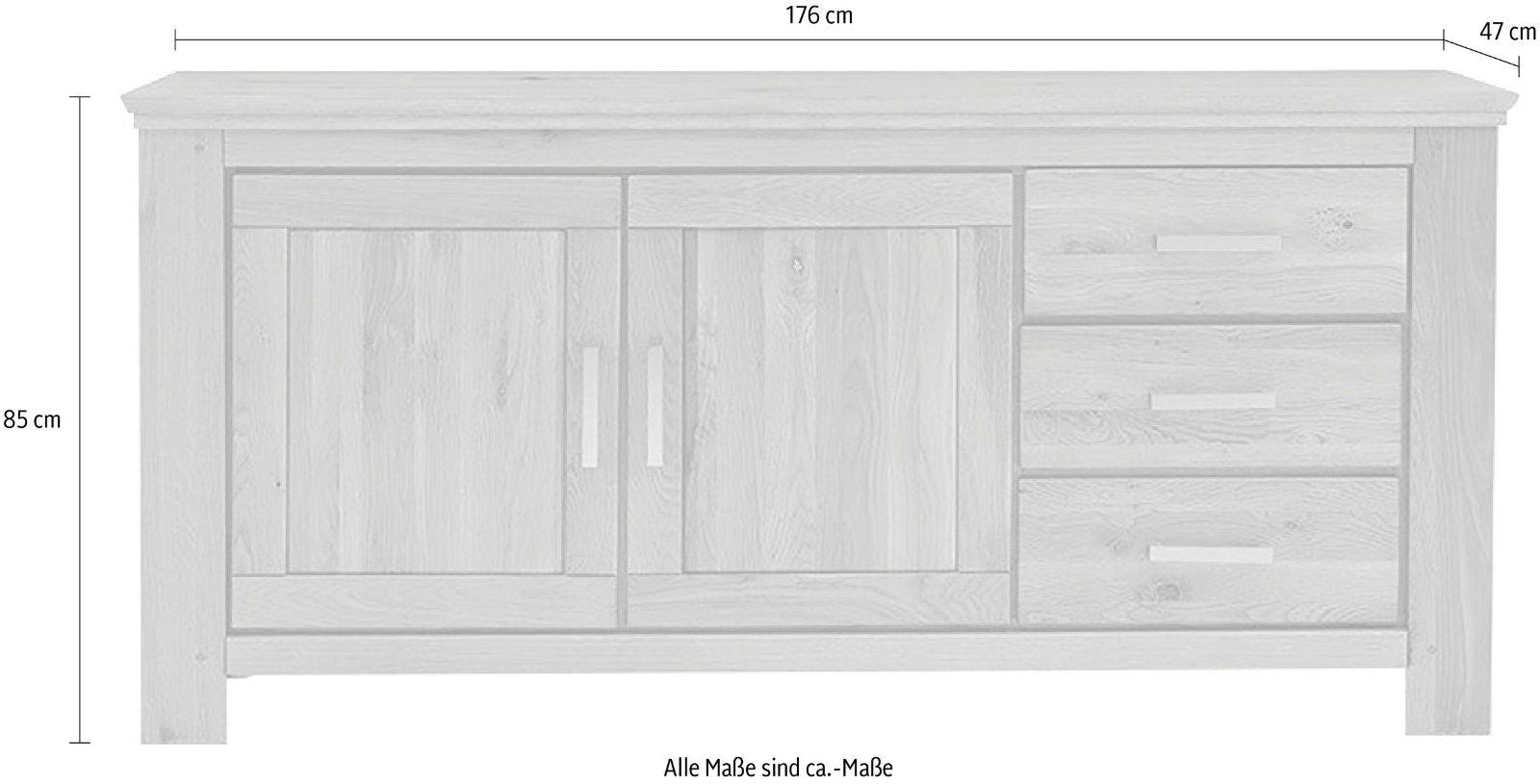 Quadrato Sideboard »Siena«, Holz aus Wildeiche, Breite 176 cm