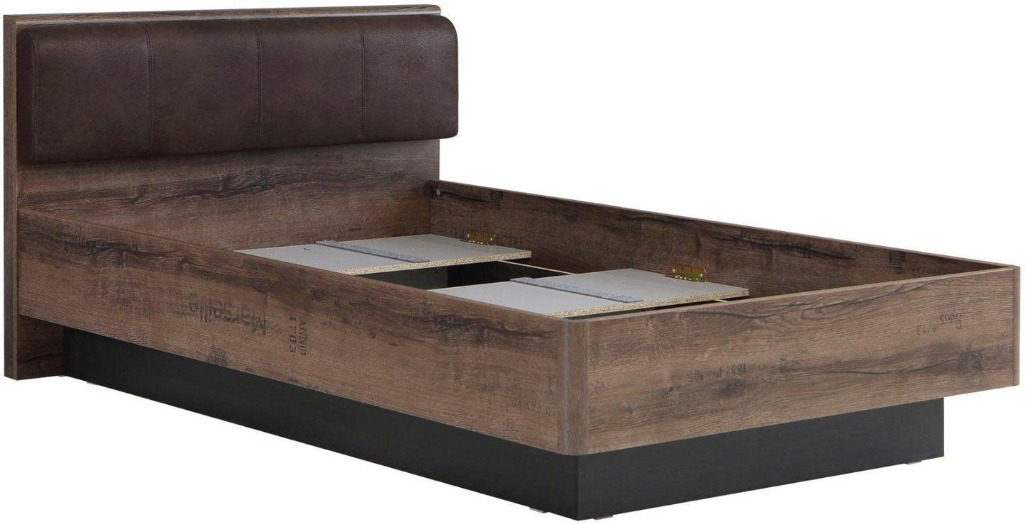 Bett Jacky 120 cm x 200 cm Schlammeichefarben-Schwarzeichefarben