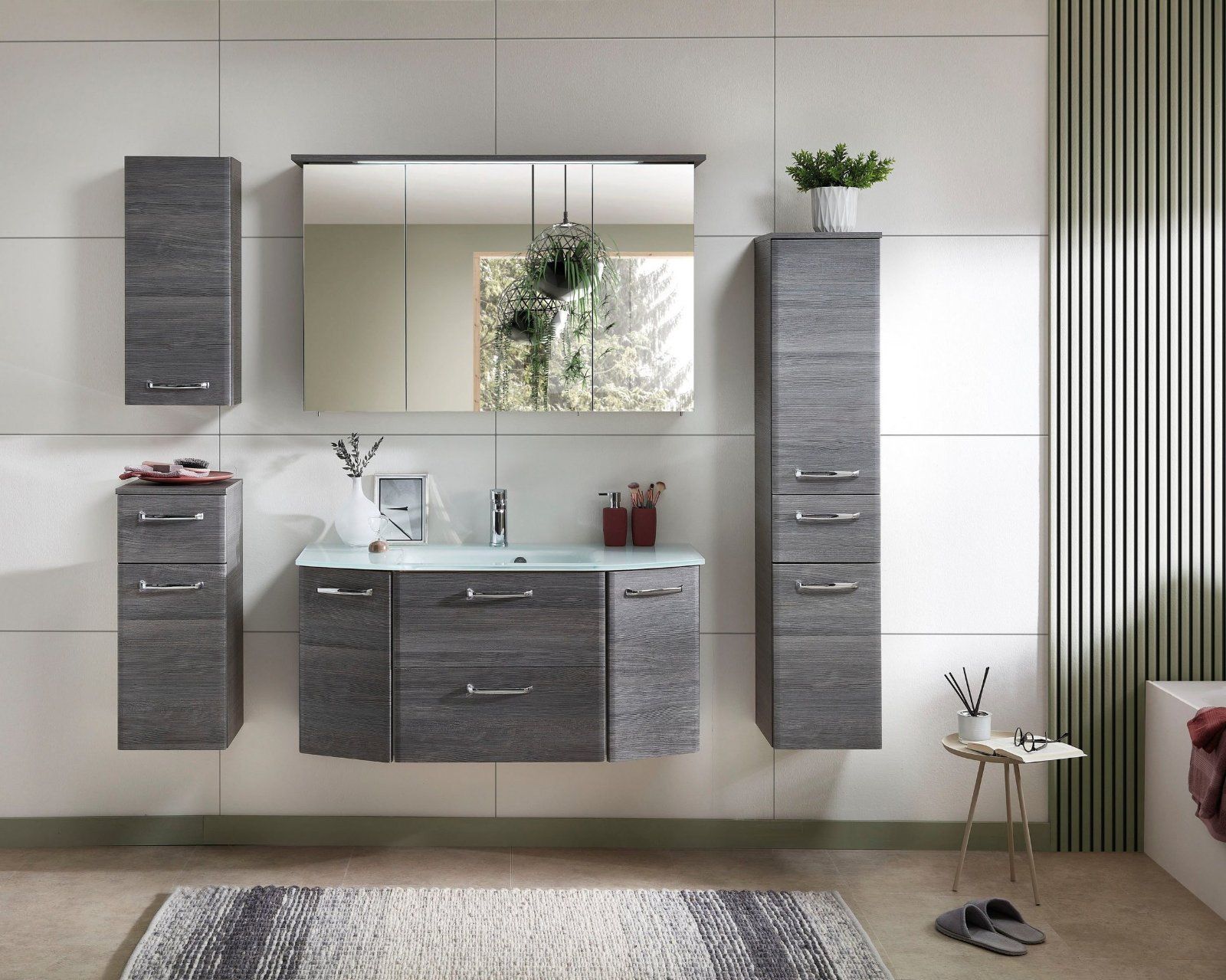 PELIPAL Badmöbel-Set Quickset 328, (6-St) Graphit Struktur quer