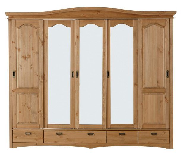 Home affaire Schiebetürenschrank 5 türig »Konrad« aus massiver Kiefer, Breite 249 cm