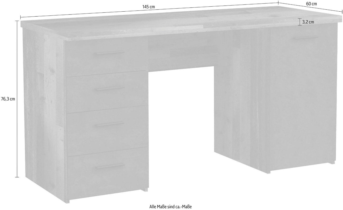 Schreibtisch »Netta« in Old Wood Vintage / Betonoptik Dunkelgrau