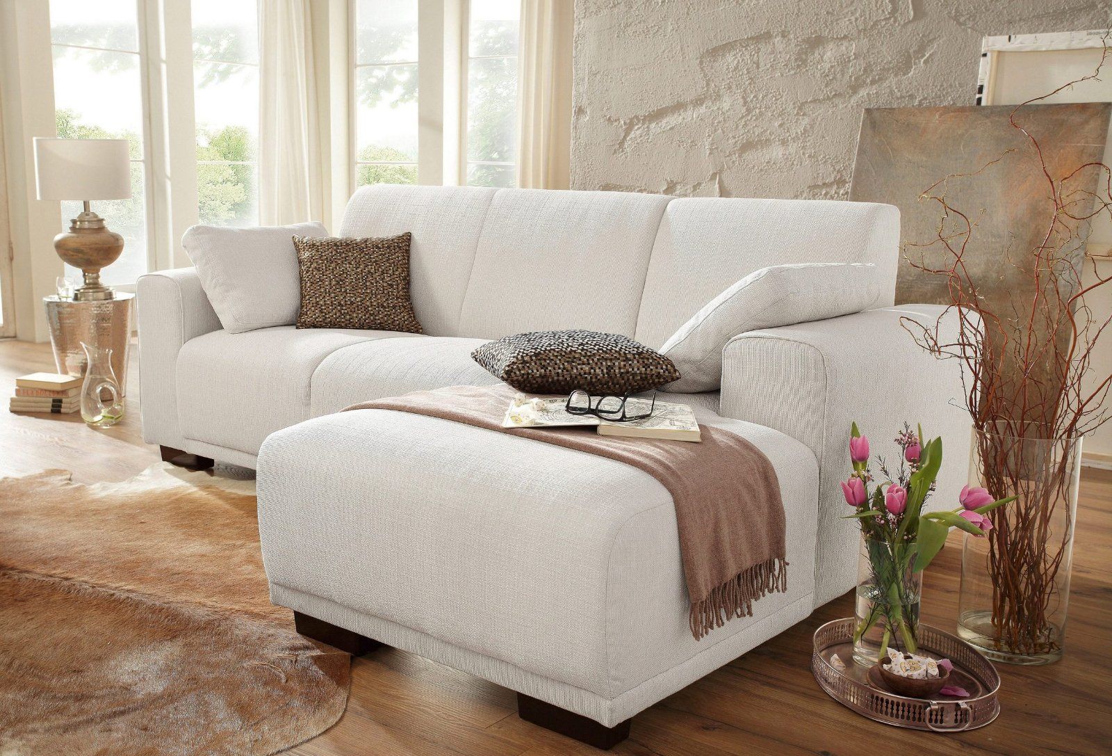 Home affaire Ecksofa Bornholm, Recamiere rechts Struktur natur