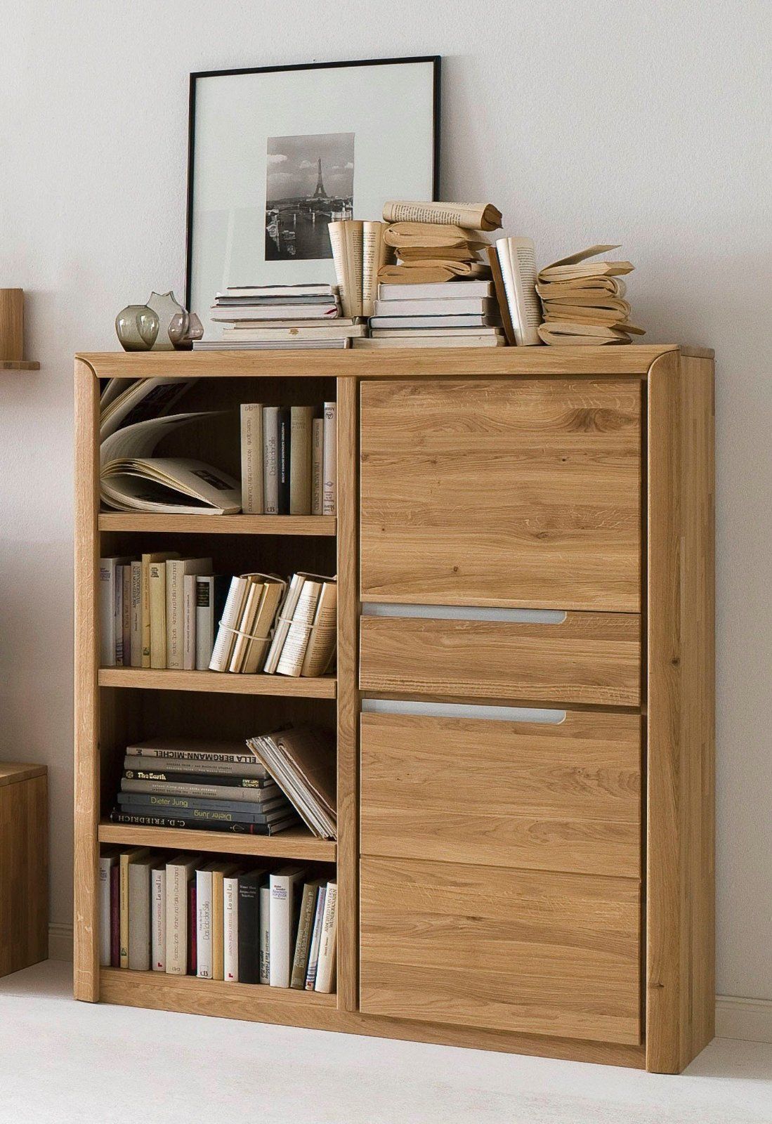 Quadrato Hochschrank »Florenz« Wildeiche massiv Farbe biancoton