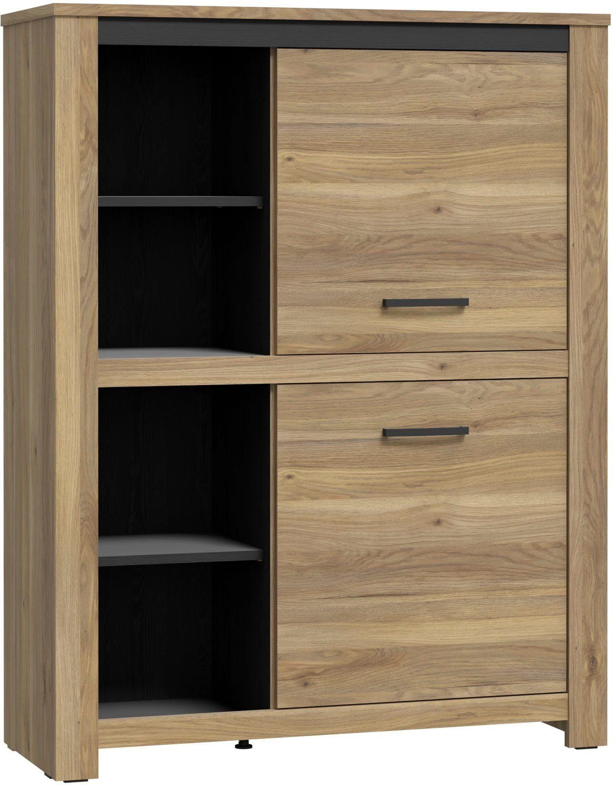 Highboard FORTE in Mauvella Eiche / Cabezone Eiche schwarz