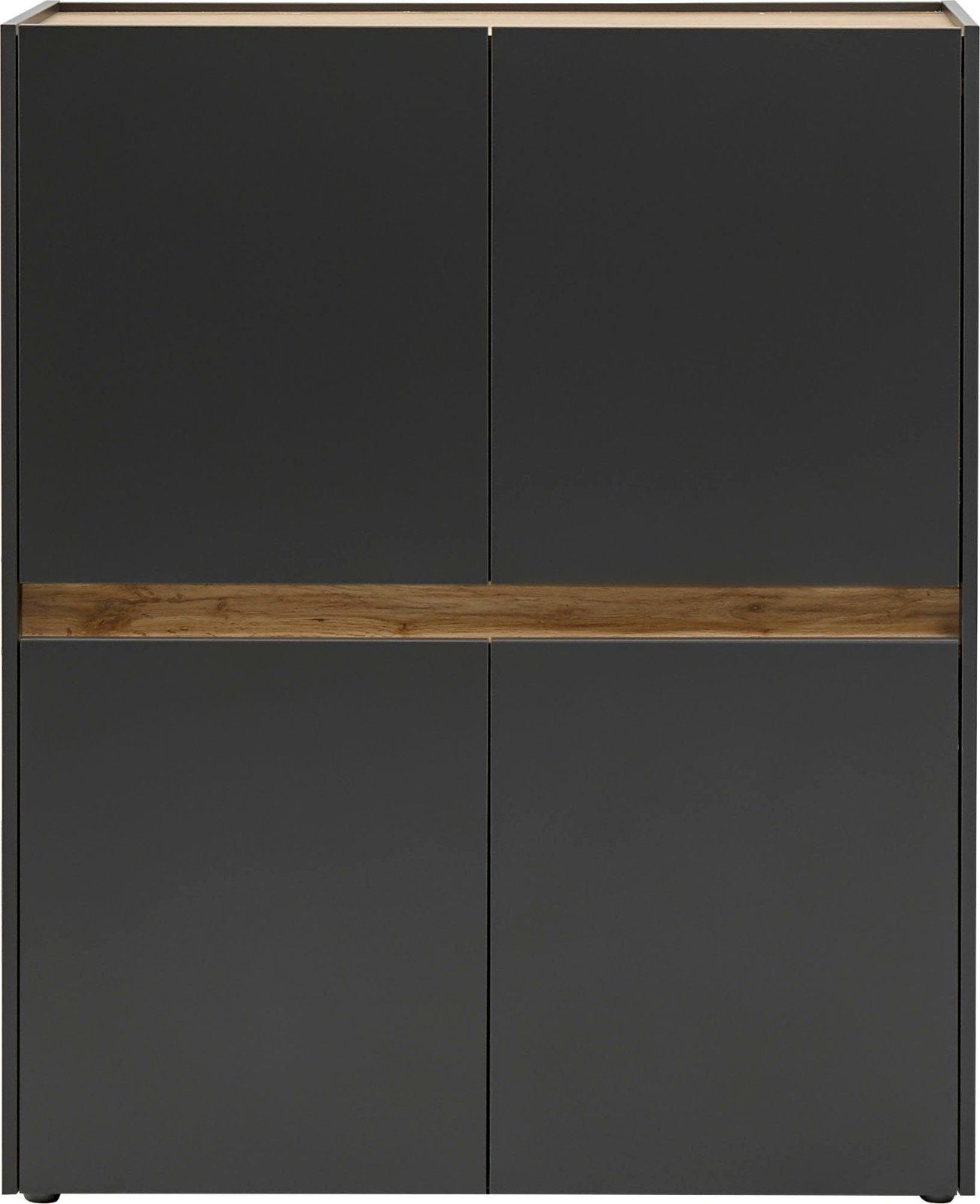 Highboard »City« in Eiche Wotan Dekor / Anthrazit