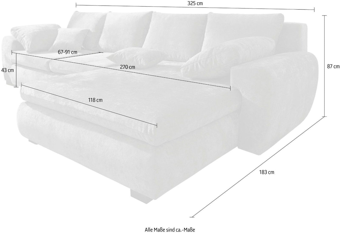 Home affaire Ecksofa Cara Mia, mit Bettfunktion Vintageoptik grau