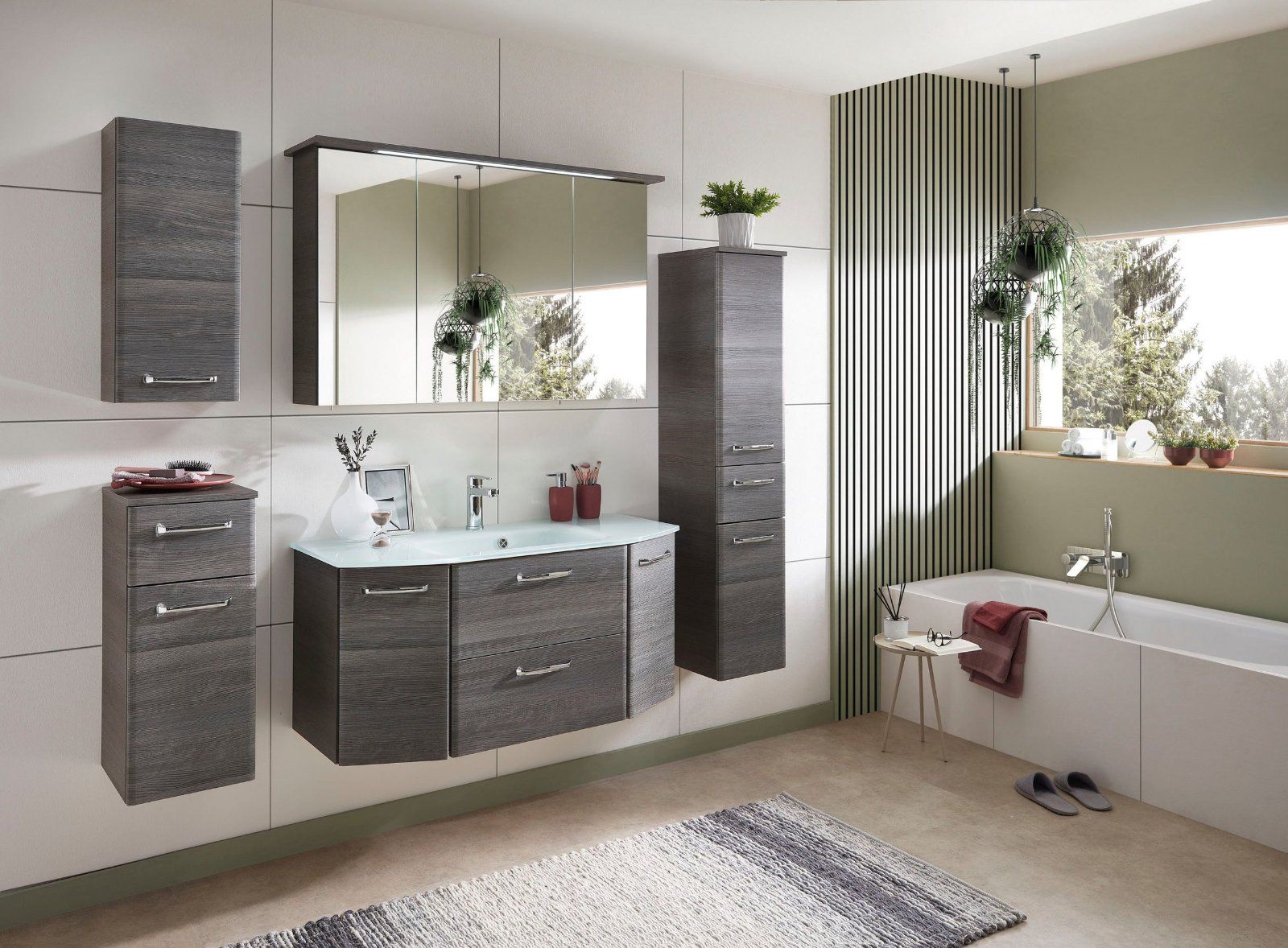 PELIPAL Badmöbel-Set Quickset 328, (6-St) Graphit Struktur quer