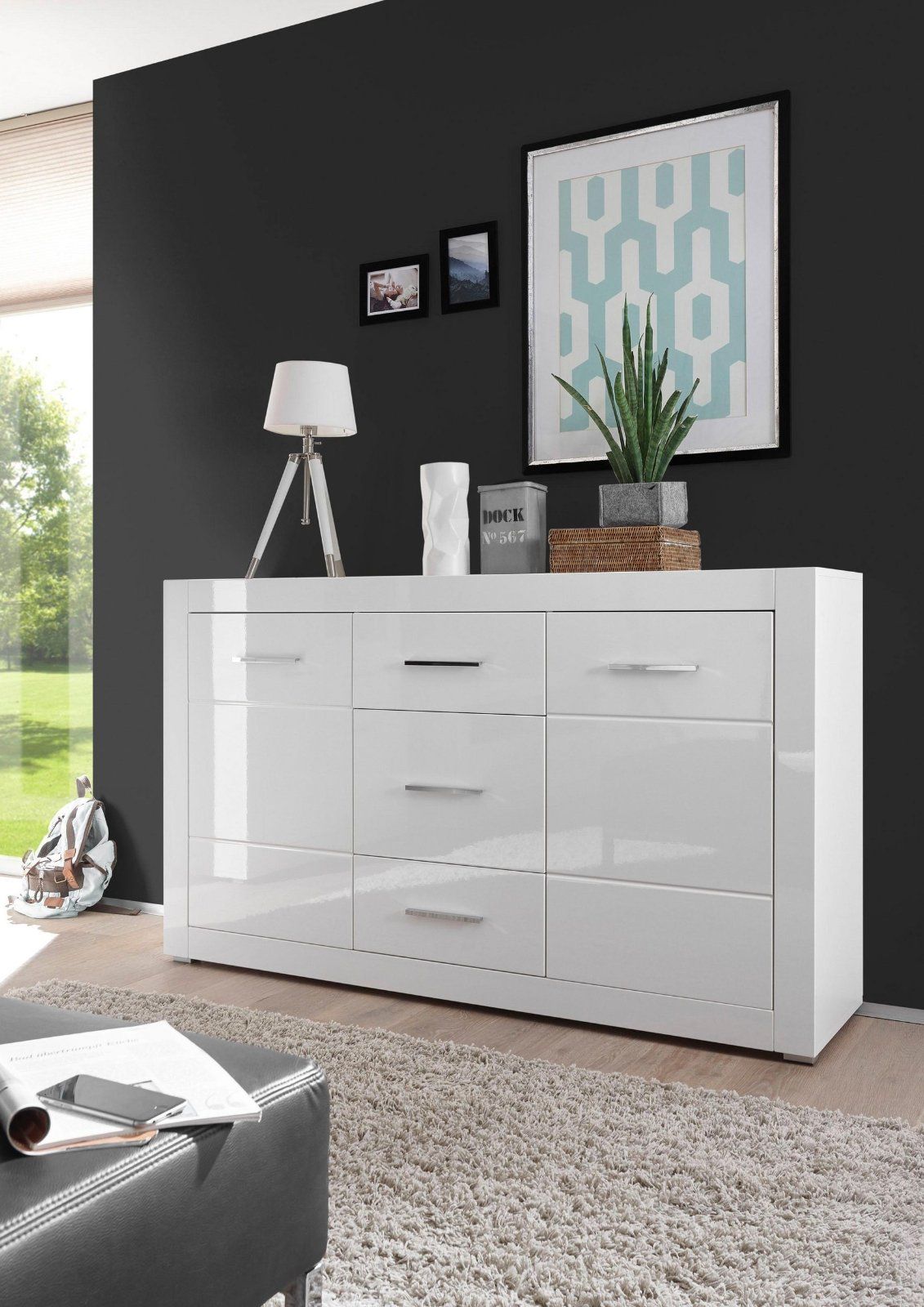 Sideboard »BIANCO« weiß mit Hochglanz-Fronten Breite 164 cm