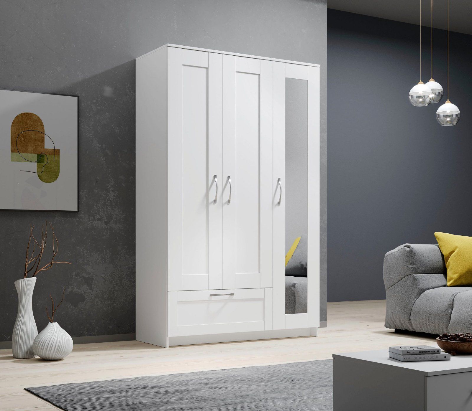 Kleiderschrank / Drehtürenschrank 3-türig »Salias« in weiß