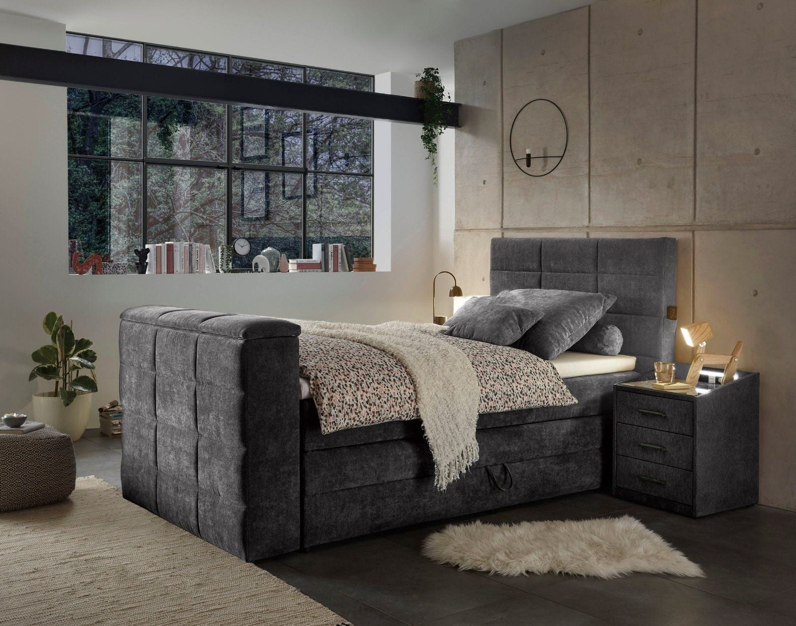 Boxspringbett Denver,inkl.Bettkasten, motorisierte TV-Halterung 120 cm x 200 cm