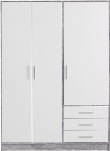 Kleiderschrank Jupiter in betonfarben/weiß 3 türig