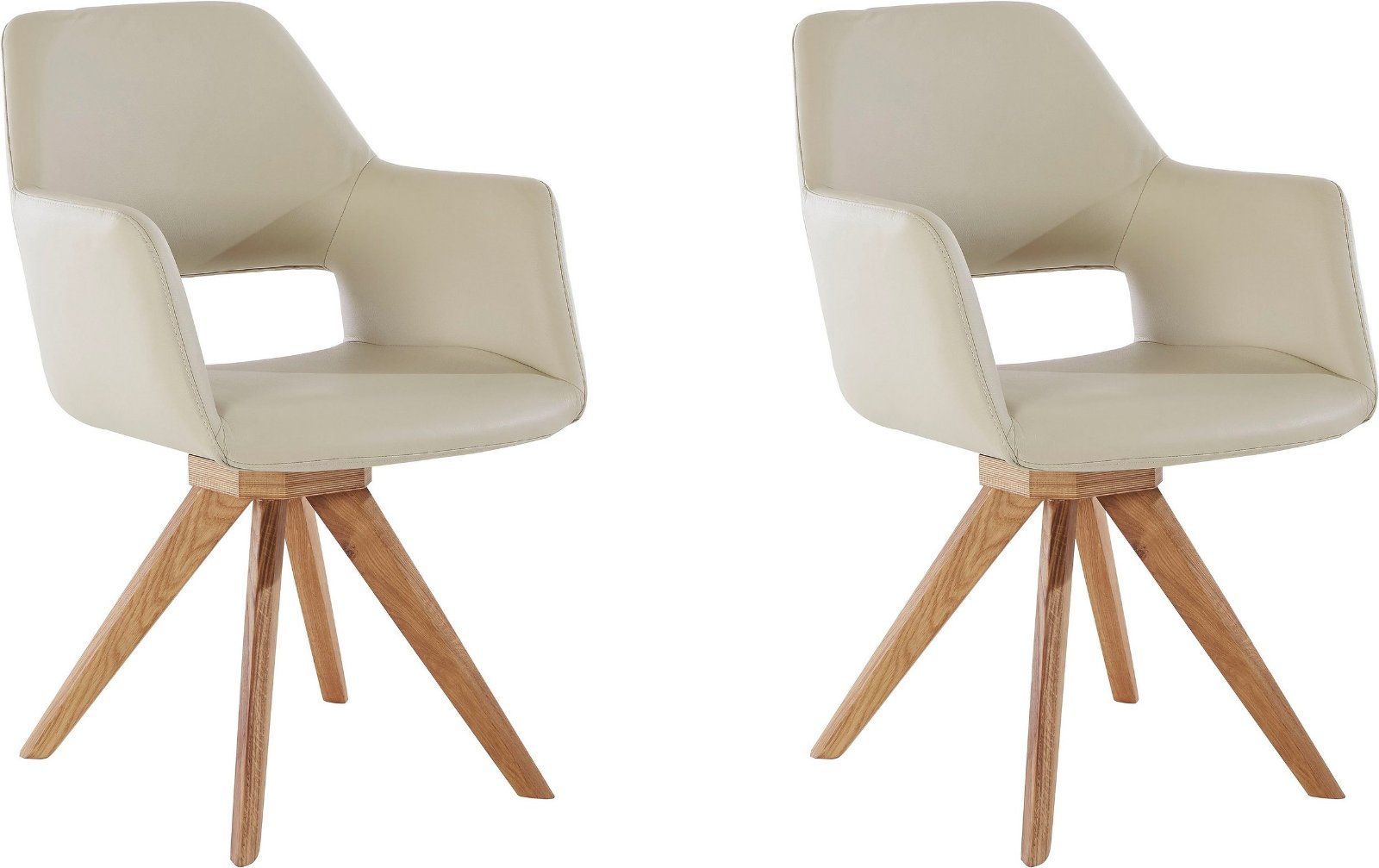 Home affaire Drehstuhl »Berlin« 6 Stück Leder hellgrau