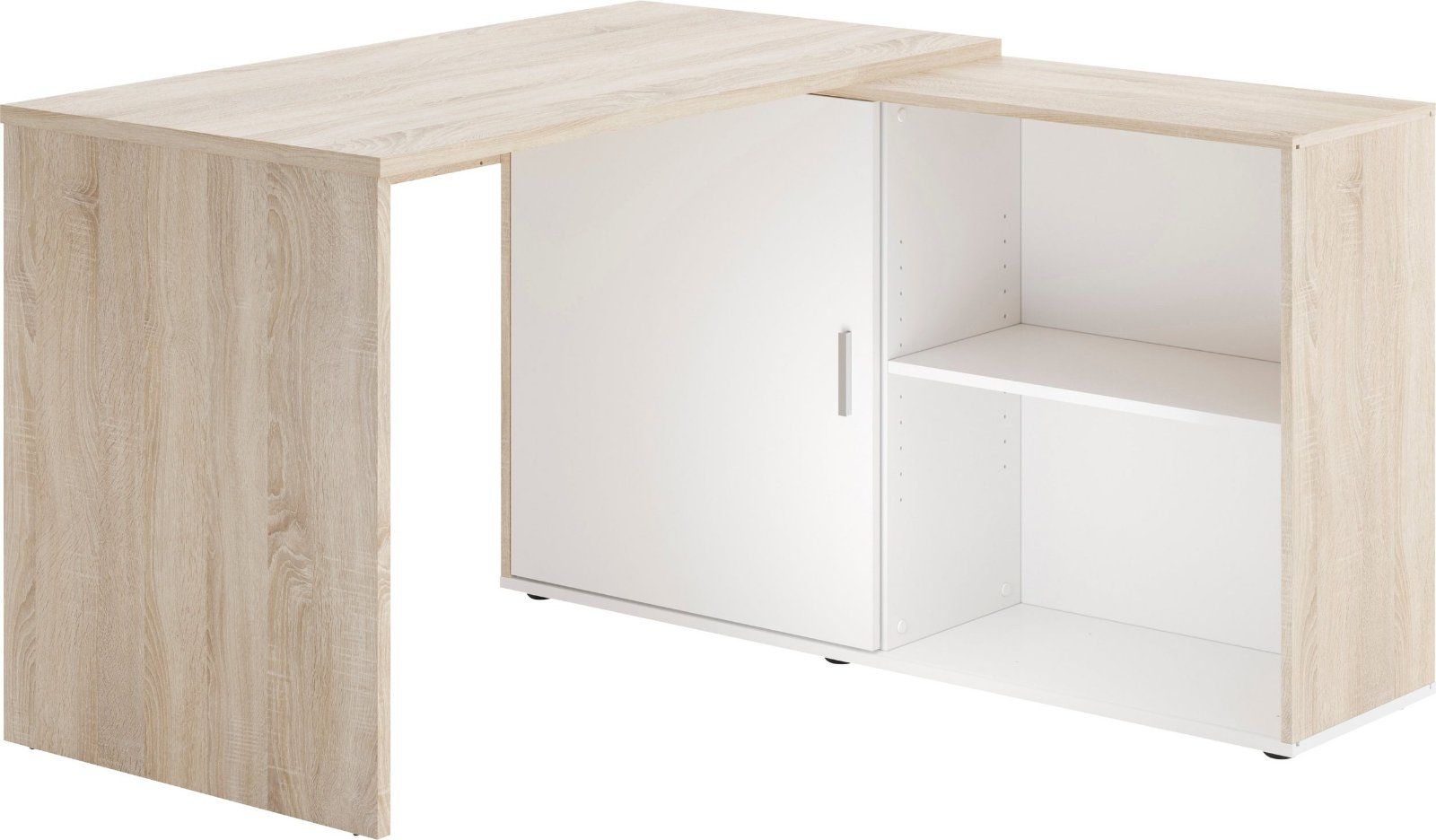 Eckschreibtisch »Valley« in Eiche/weiß Tischplatte verstellbar