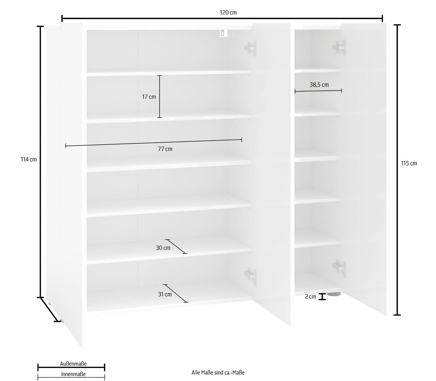 Schuhschrank »Mister« Breite 120 cm Hochglanz Lackiert