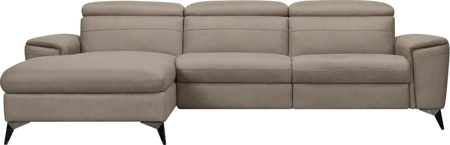Ecksofa »Theron«, elektrische Relaxfunktion Lederoptik taupe