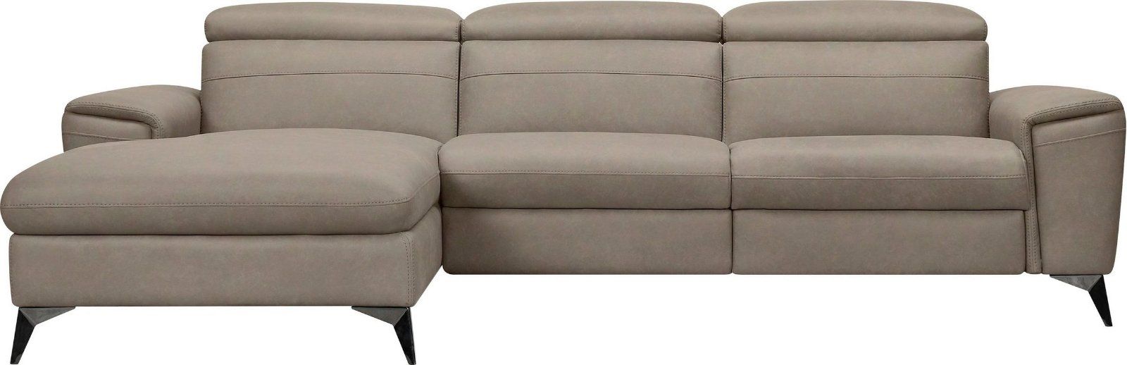 Ecksofa »Theron«, elektrische Relaxfunktion Lederoptik taupe