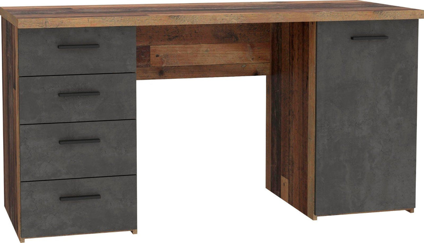 Schreibtisch »Netta« in Old Wood Vintage / Betonoptik Dunkelgrau