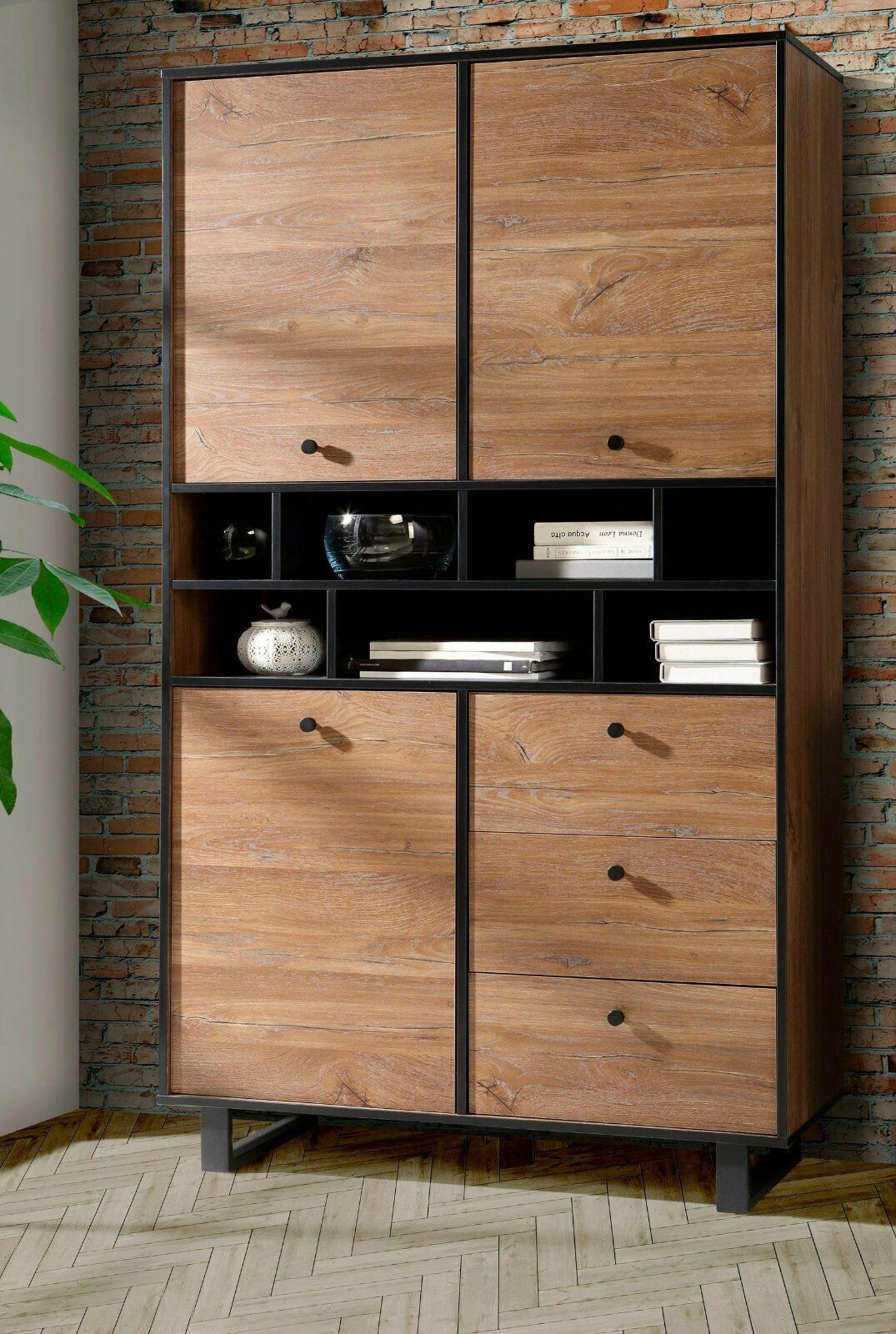 Highboard »Sewill« in Eiche / schwarz