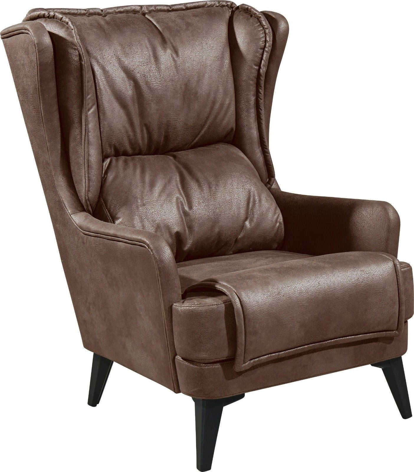 Ohrensessel Edward, Bezug in Lederoptik in dunkelbraun