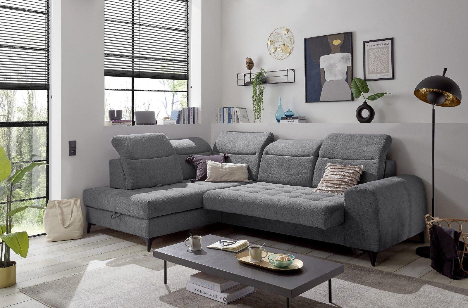 Ecksofa Rockdale, Sitztiefenverstellung, Bettkasten anthrazith