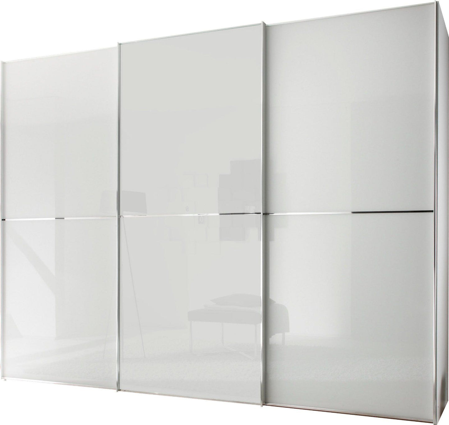 STAUD Schwebetürenschrank Sinfonie Plus Mit Alpinweißglas | Weiß