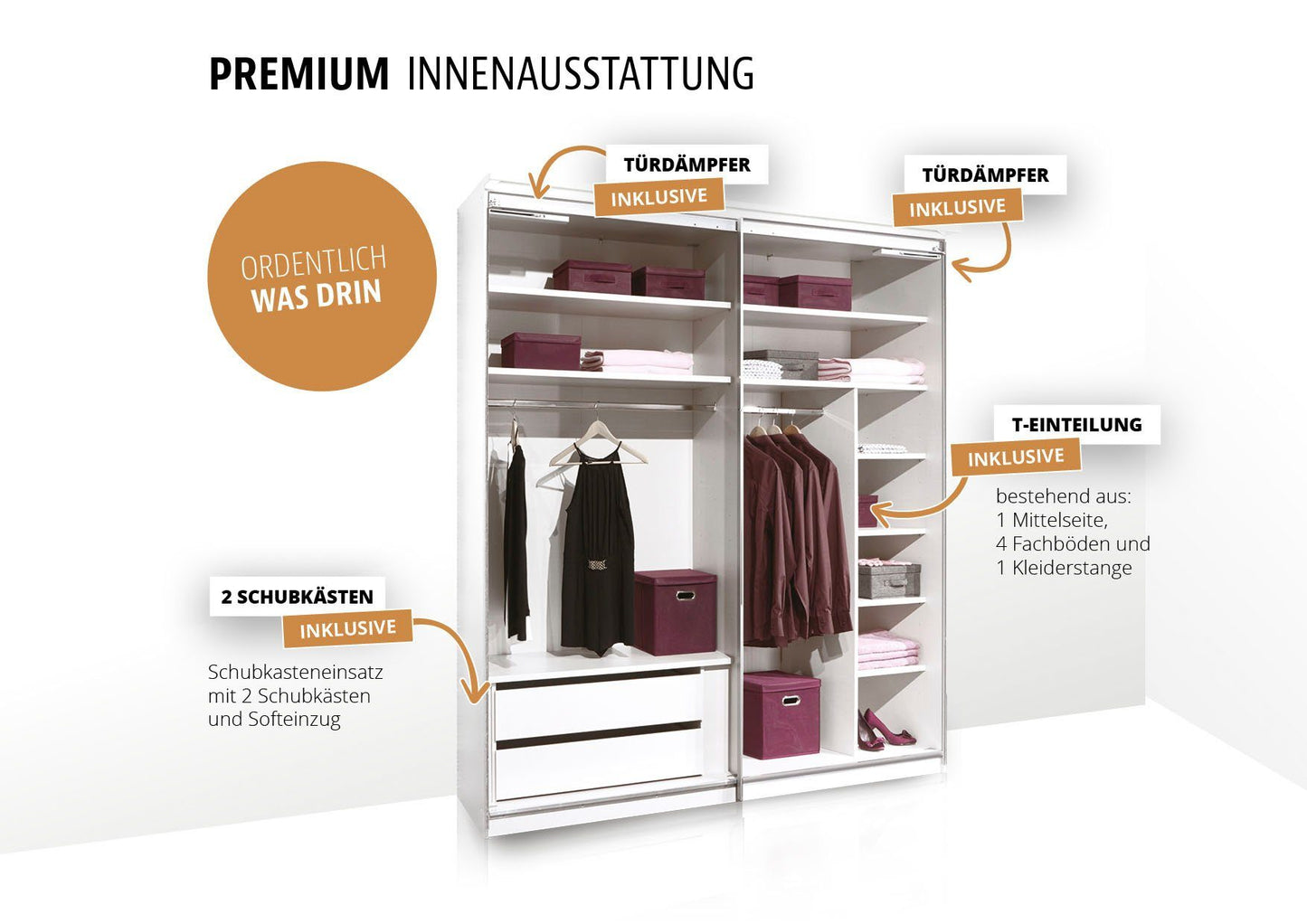 STAUD Schwebetürenschrank Sinfonie Plus Mit Spiegeltüre Sandfarbe
