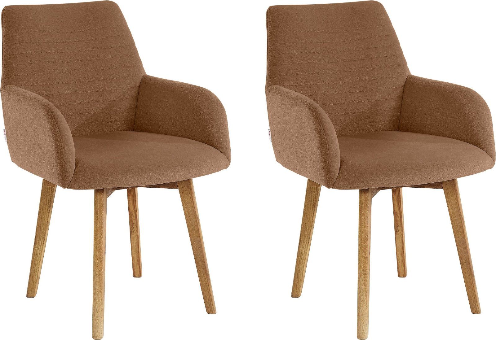 Armlehnstuhl »Alessja« Set, 4 Stück Microfaser, Eiche Massivholz