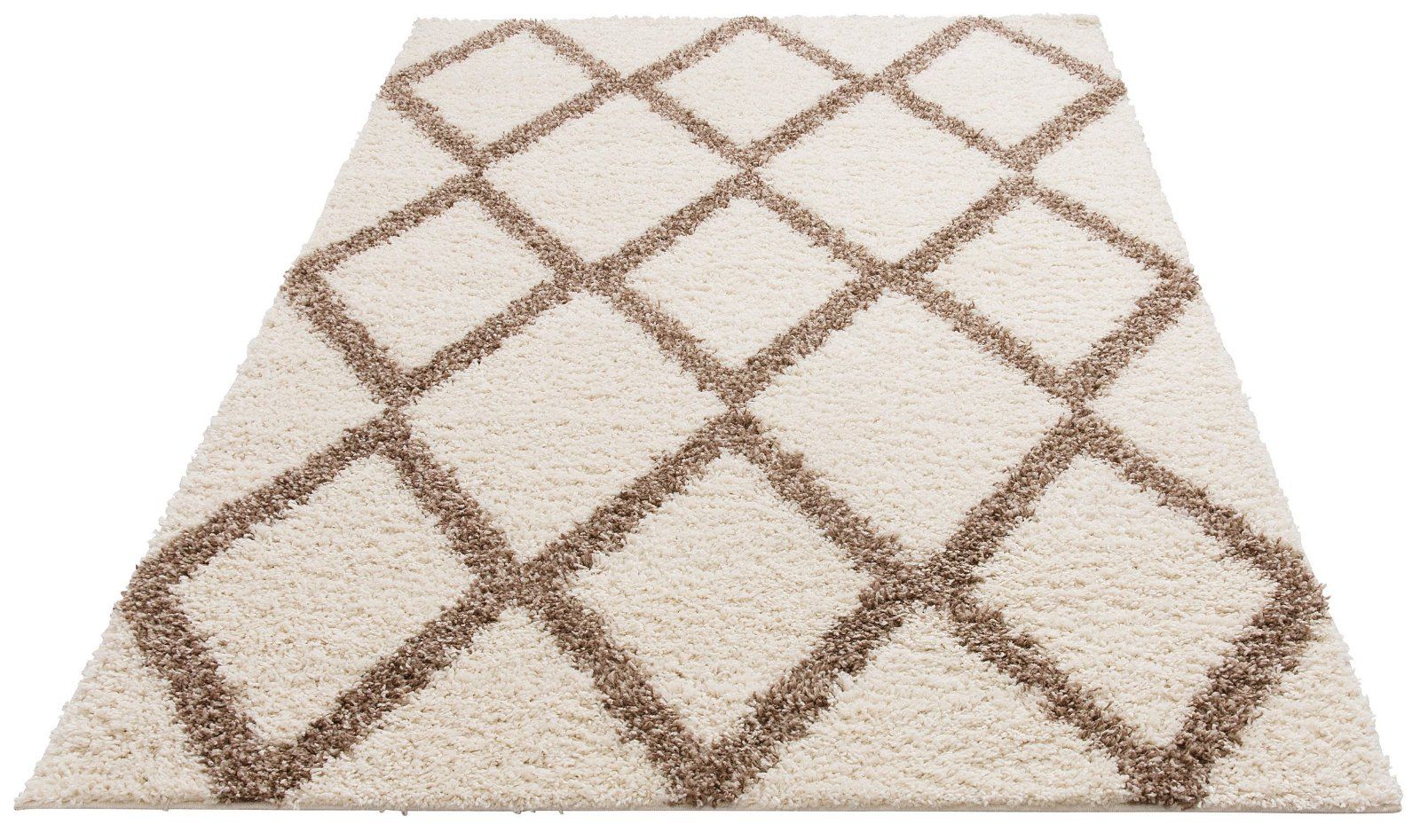 my home Hochflor-Teppich Linz, rechteckig, 240x320cm weiß/beige