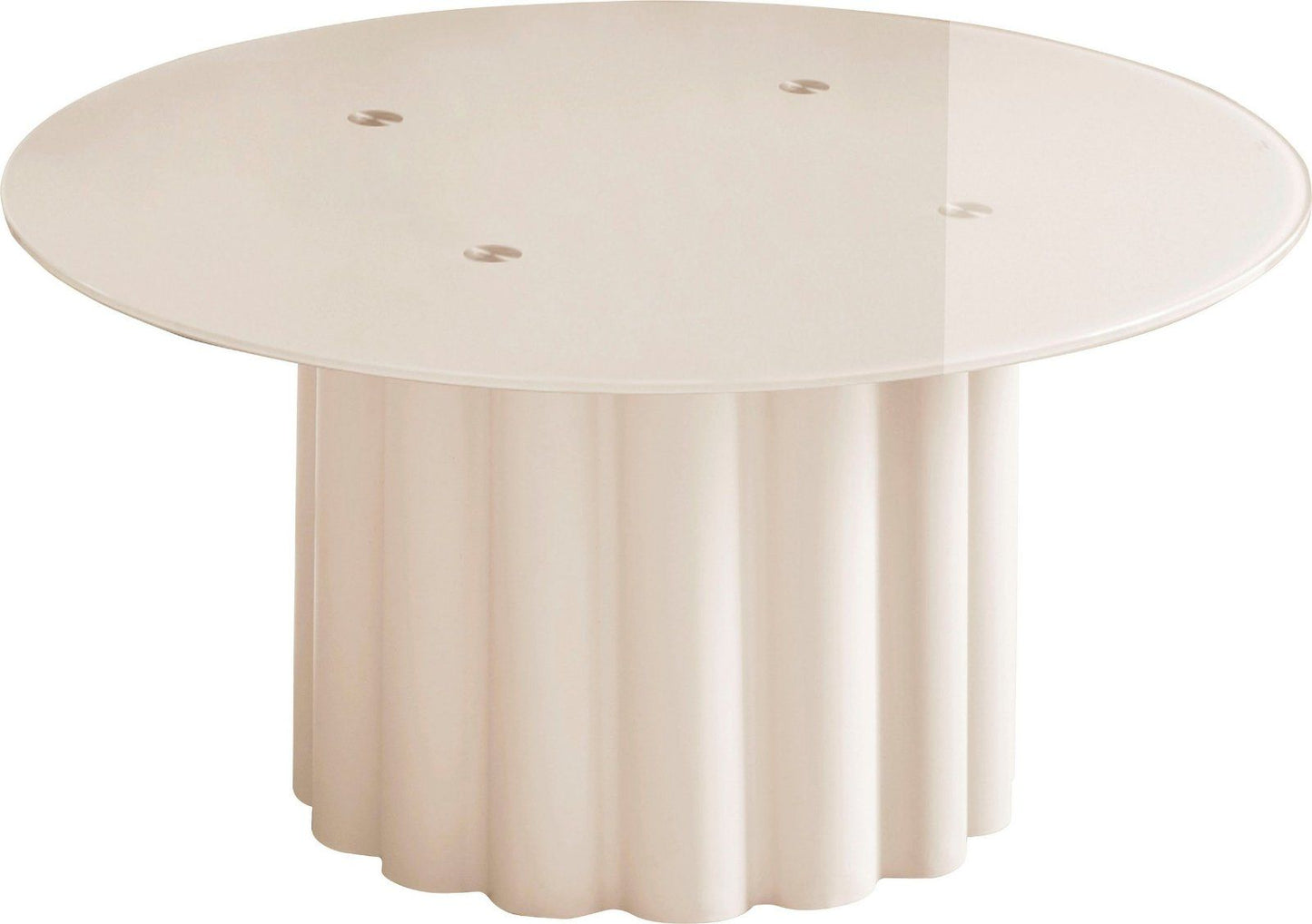 Couchtisch Shaye,Tischplatte aus Glas, Durchmesser 80 cm in creme