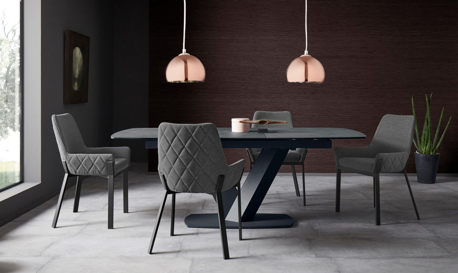 Places of Style Stühle Lome 4er Set in dunkelgrau, 4 Stühle