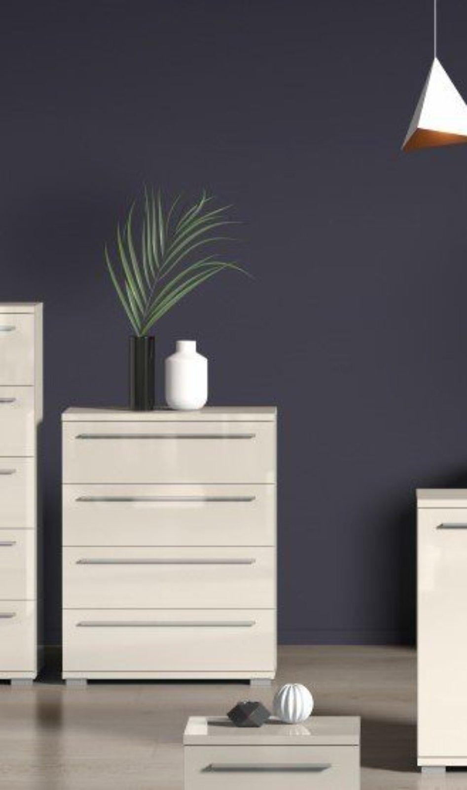 Schubladenkommode Piano, beige Hochglanz