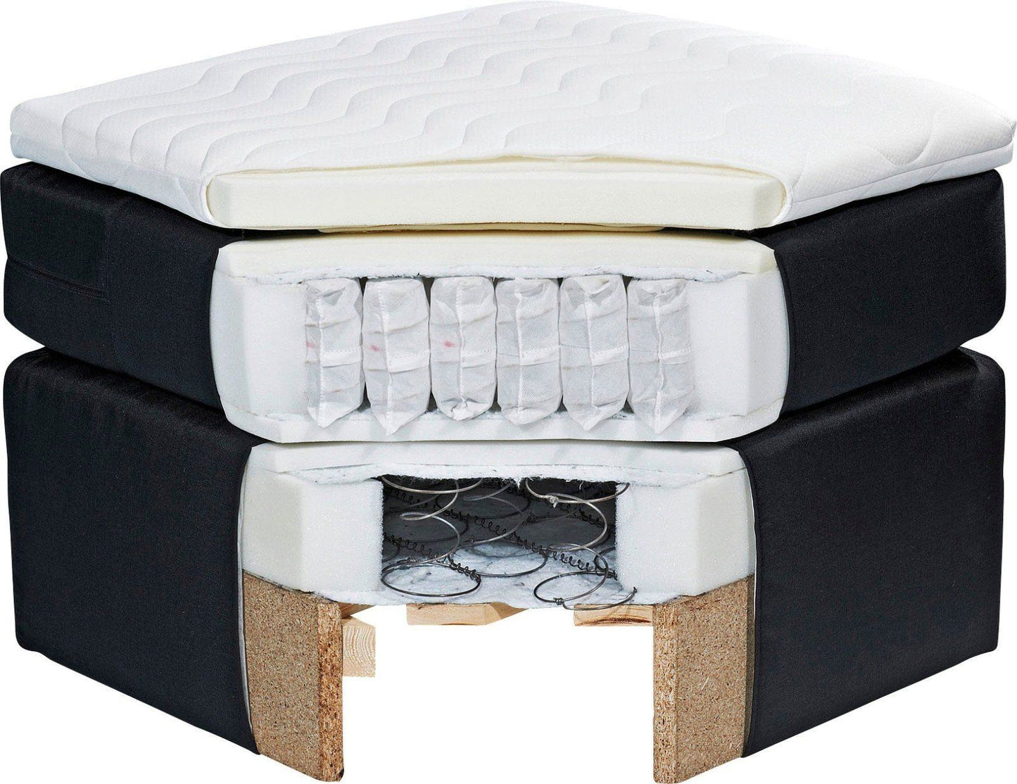 Boxspringbett Bellevue, inkl. Bettkasten und Topper 120x200cm