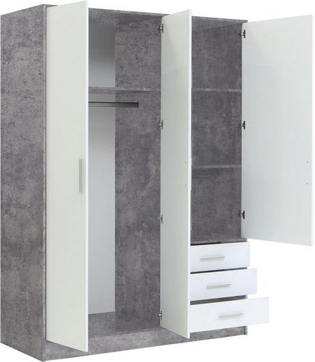 Kleiderschrank Jupiter in betonfarben/weiß 3 türig