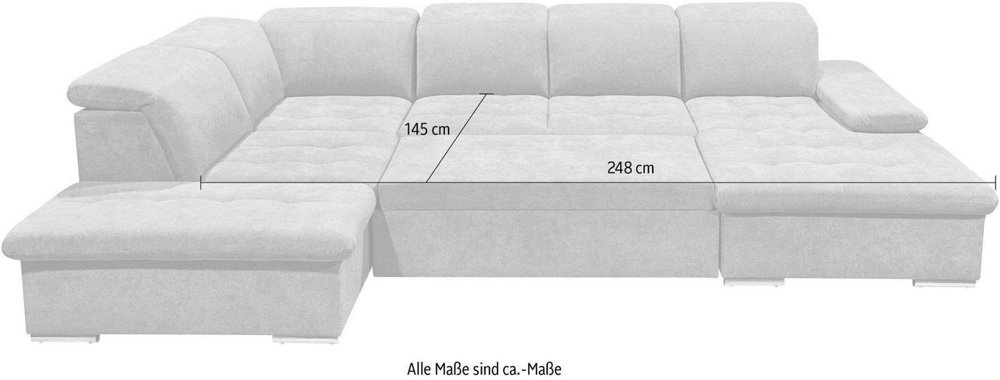 Wohnlandschaft »Wayne«, mit Bettfunktion und Bettkasten anthrazit